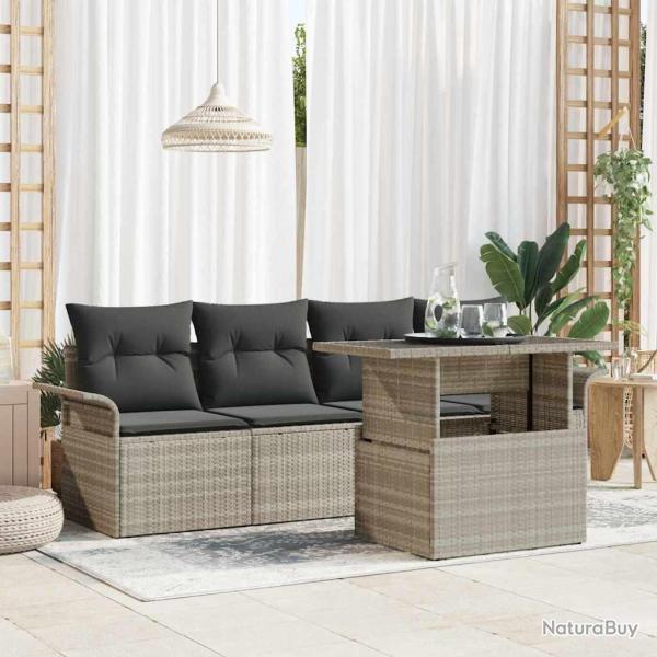 Ensemble de canap� de 5 pcs Gris clair Poly Rattan