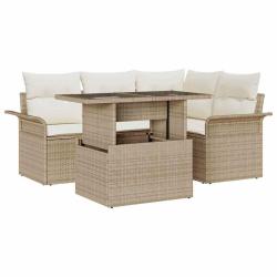 Ensemble de canap&eacute;, 5 pi&egrave;ces, beige, pour le salon
