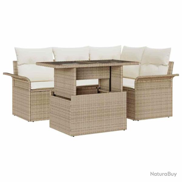 Ensemble de canap�, 5 pi�ces, beige, pour le salon