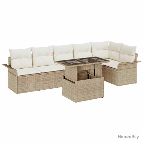 Ensemble de canap�s, 7 pi�ces, beige, pour le salon