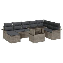 Ensemble de canap&eacute; de avec coussin 9 pcs Gris