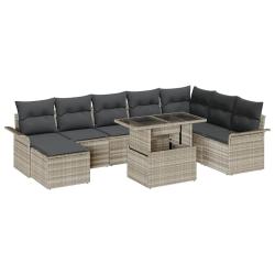 Ensemble de canap&eacute; de avec coussin 9 pcs Gris clair