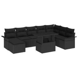 Ensemble de canap&eacute; de avec coussin 9 pcs Noir