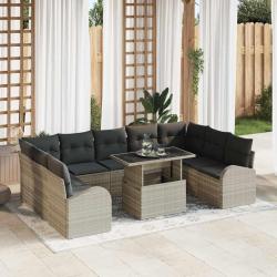 Ensemble de canap&eacute; de 10 pcs Gris clair Poly rotin