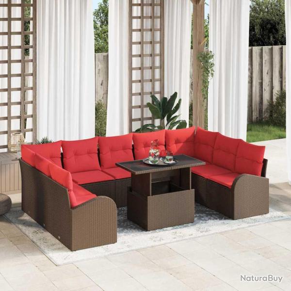 Ensemble de canap� de 10 pcs Marron Poly rotin