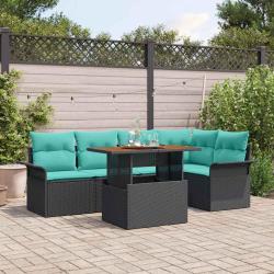 Ensemble de canap&eacute; de 6 pcs Noir Poly rotin