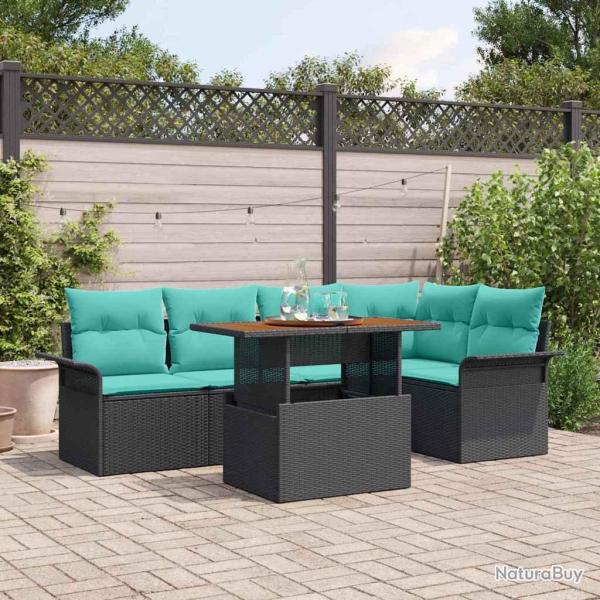Ensemble de canap� de 6 pcs Noir Poly rotin