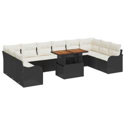 Ensemble de canap&eacute; de 11 pcs Noir Poly rotin