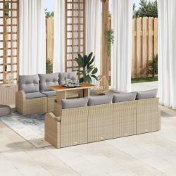 Ensemble de canap&eacute;s, 8 pi&egrave;ces, en rotin synth&eacute;tique PE, beige