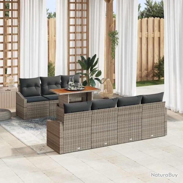 Ensemble de canap� de 8 pcs Gris Poly rotin