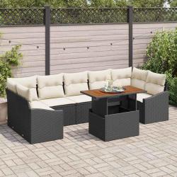 Ensemble de canap&eacute; de avec coussin 8 pcs Noir et Beige