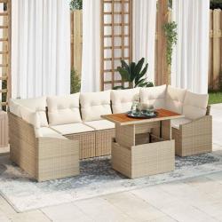 Ensemble de canap&eacute; de avec coussin 8 pcs Beige et cr&egrave;me