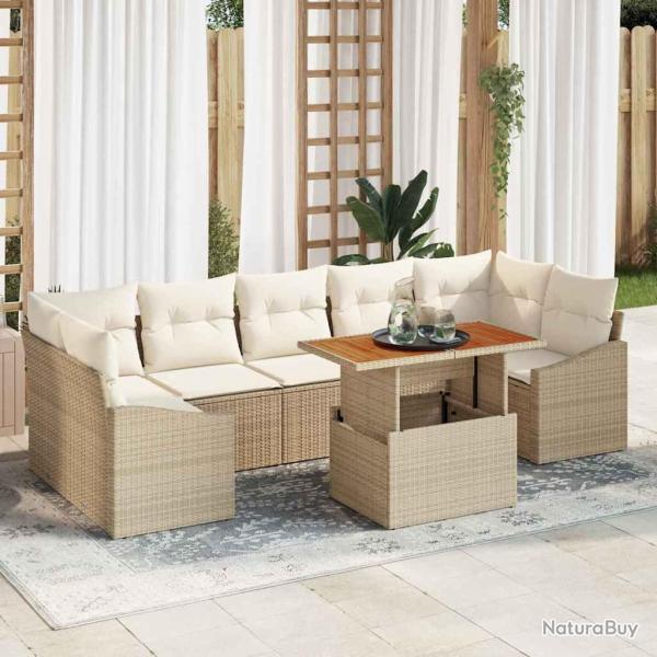 Ensemble de canap� de avec coussin 8 pcs Beige et cr�me
