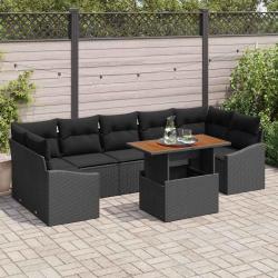 Ensemble de canap&eacute; de avec coussin 8 pcs Noir