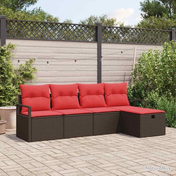 Ensemble de Canap�s avec coussin Marron et rouge polyrotin