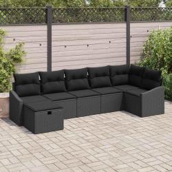 Ensemble de Canap&eacute;s avec coussin avec stockage Noir polyrotin