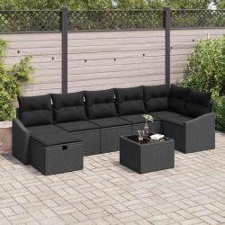 Ensemble de Canap&eacute;s avec coussin avec stockage 8 pcs polyrotin