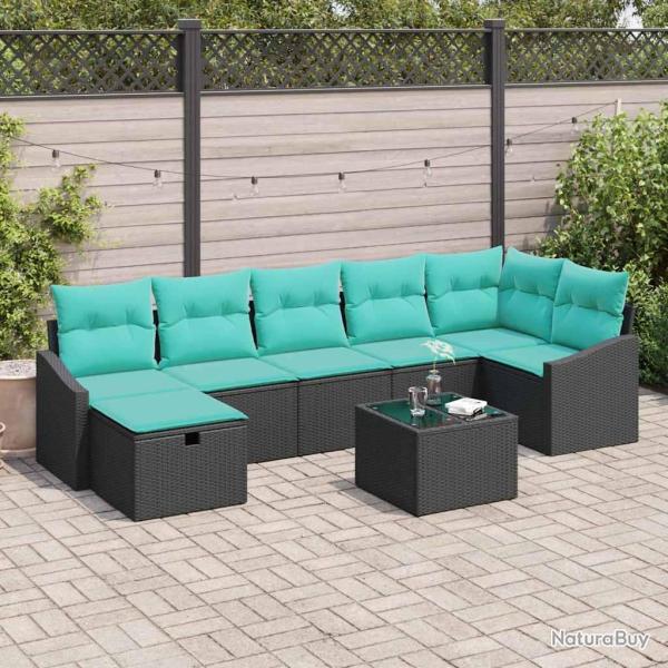 Ensemble de Canap�s avec coussin avec stockage 8 pcs polyrotin