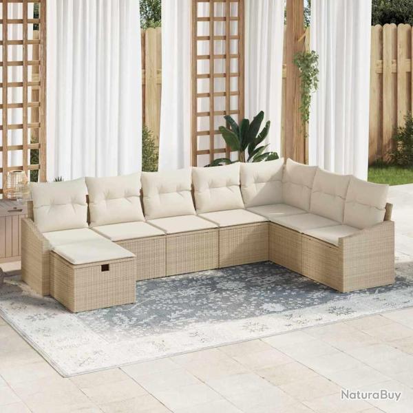 Ensemble de canap� de avec coussin 8 pcs polyrotin