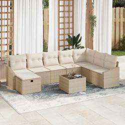 Ensemble de canap&eacute; de avec coussin 9 pcs polyrotin