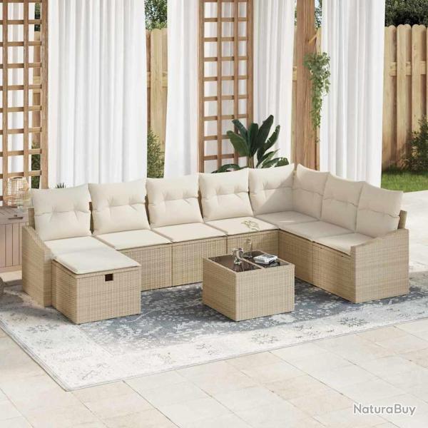 Ensemble de canap� de avec coussin 9 pcs polyrotin