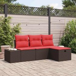 Ensemble de canap&eacute; de avec coussin 4 pcs polyrotin