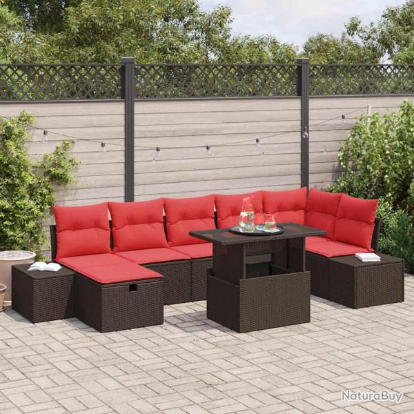 Ensemble de canap� de avec coussin 8 pcs polyrotin