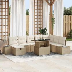 Ensemble de canap&eacute; de 11 pcs Beige Poly rotin