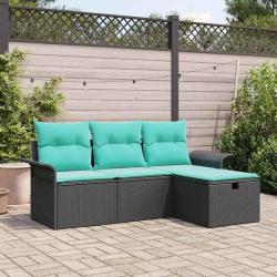 Ensemble de canap&eacute; de avec coussin 4 pcs Poly rotin