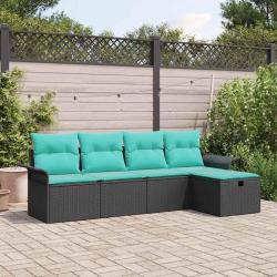 Ensemble de canap&eacute; de avec coussin 5 pcs Poly rotin