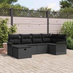 Ensemble de canap&eacute; de avec coussin 6 pcs Poly rotin