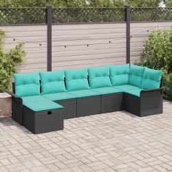 Ensemble de canap&eacute; de avec coussin 7 pcs Poly rotin