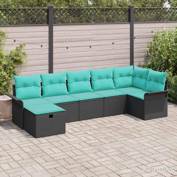 Ensemble de canap� de avec coussin 7 pcs Poly rotin