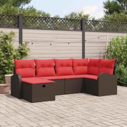 Ensemble de canap&eacute; de 6 pcs Marron polyrotin