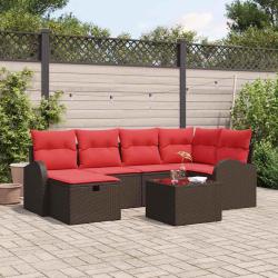 Ensemble de canap&eacute; de 7 pcs Marron polyrotin