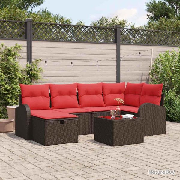 Ensemble de canap� de 7 pcs Marron polyrotin