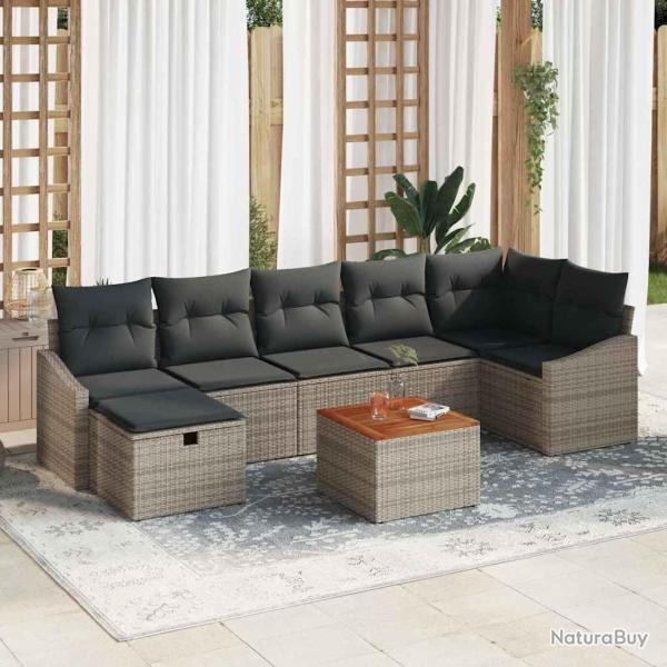 Ensemble de canap�, 8 pi�ces, en rotin synth�tique PE, gris, pour le jardin
