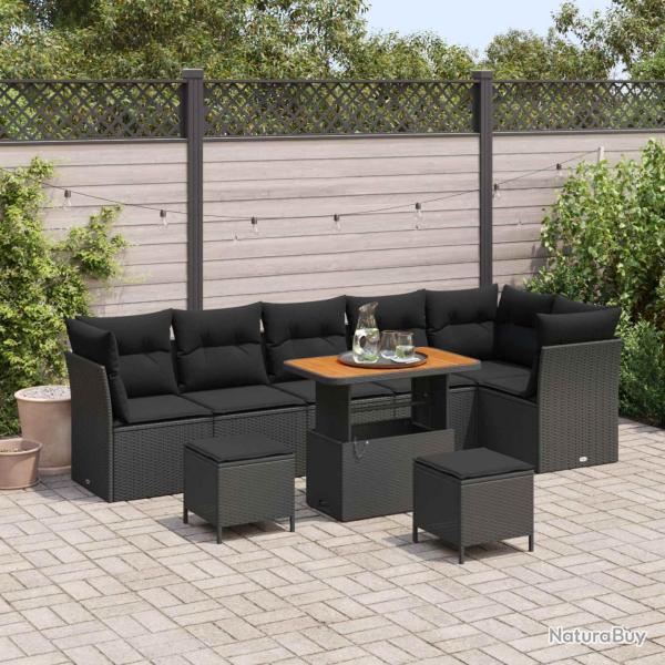 Ensemble de canap� de 9 pcs Noir polyrotin