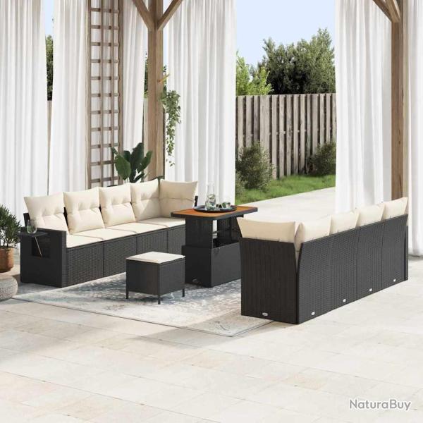 Ensemble de canap� de 11 pcs Noir Poly rotin