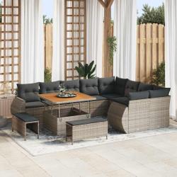 Ensemble de canap&eacute; de 12 pcs Gris polyrotin