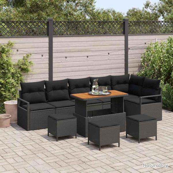 Ensemble de canap� de 10 pcs Noir Poly rotin