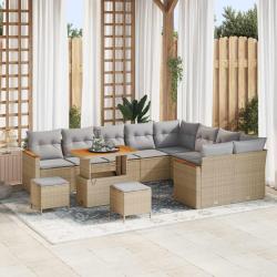 Ensemble de canap&eacute;s, 12 pi&egrave;ces, beige, en rotin synth&eacute;tique PE, pour la chambre
