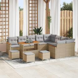 Ensemble de canap&eacute; 13 pi&egrave;ces, beige, en polyrotin, pour la chambre
