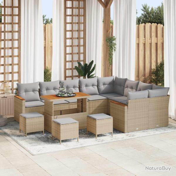 Ensemble de canap� 13 pi�ces, beige, en polyrotin, pour la chambre