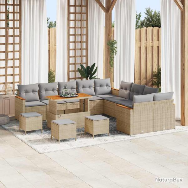 Ensemble de canap� 14 pi�ces, polyrotin beige, pour la chambre
