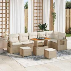 Ensemble de canap&eacute; de 11 pcs Beige et cr&egrave;me polyrotin