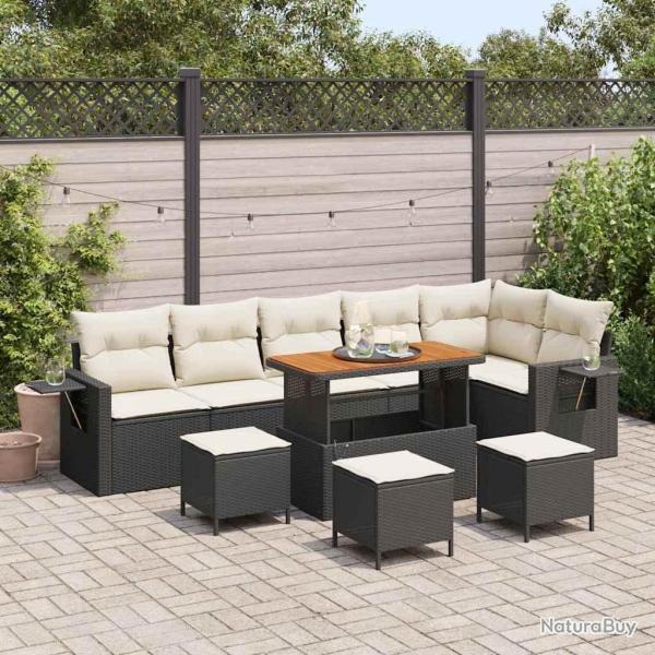 Ensemble de canap� de 12 pcs Noir et Cr�me polyrotin