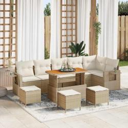 Ensemble de canap&eacute; de 12 pcs Beige et cr&egrave;me polyrotin