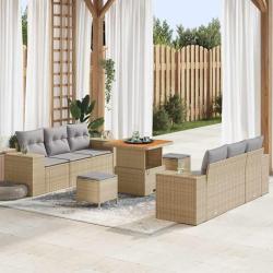 Ensemble de canap&eacute; de Beige et Gris clair Poly Rattan