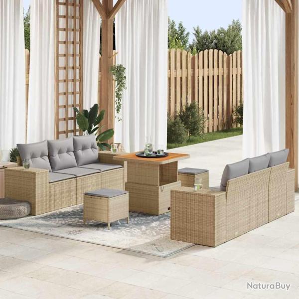 Ensemble de canap� de Beige et Gris clair Poly Rattan